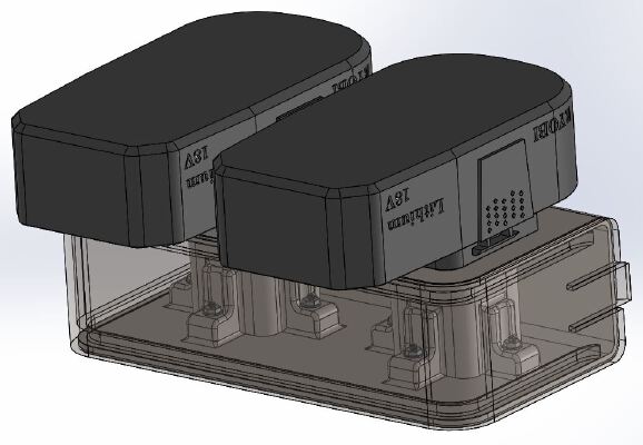 Ryobi, 18v +, Battery mount with contacts, 2 Battery | 3d print model