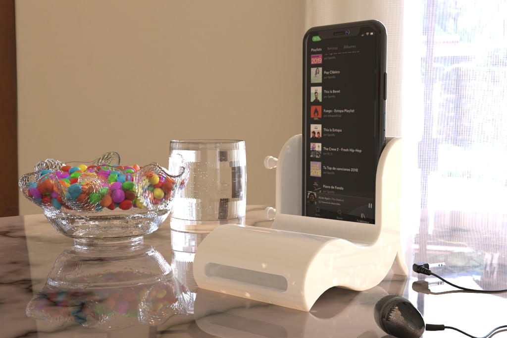 Phone Speaker Amplifier, Stand and earbuds holder 3 in 1 Files to