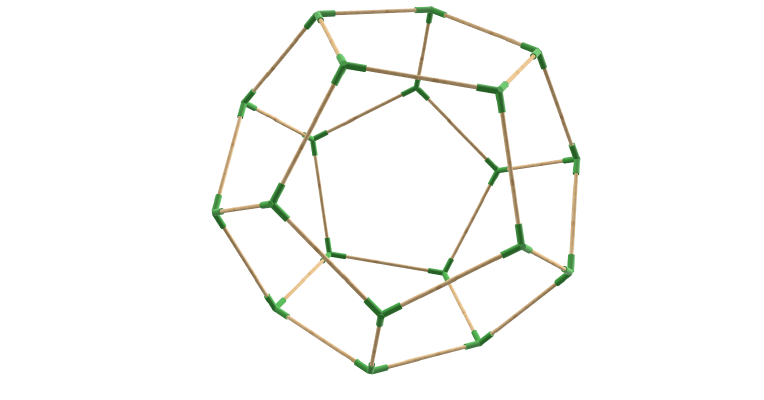 Geometry: Dodecahedron corner connectors for wooden skewers | 3d print model