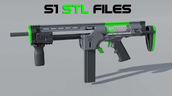 Phalanx S1 Digital STL files 3D Printed Nerf Blaster | 3d print model