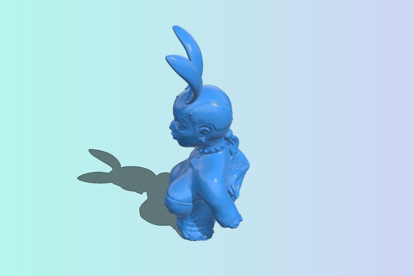 The woman is wearing a rabbit ears