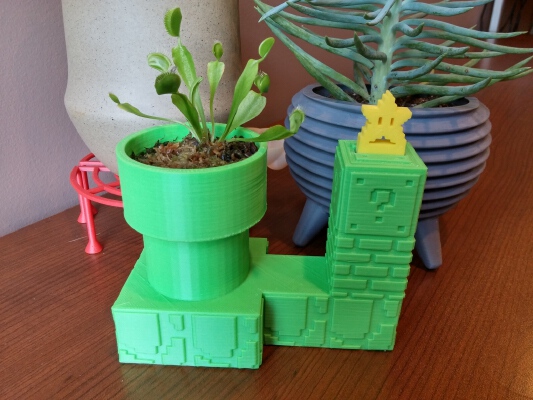 Venus Fly Trap Super Mario Warp Pipe Self Watering Planter | 3d print model