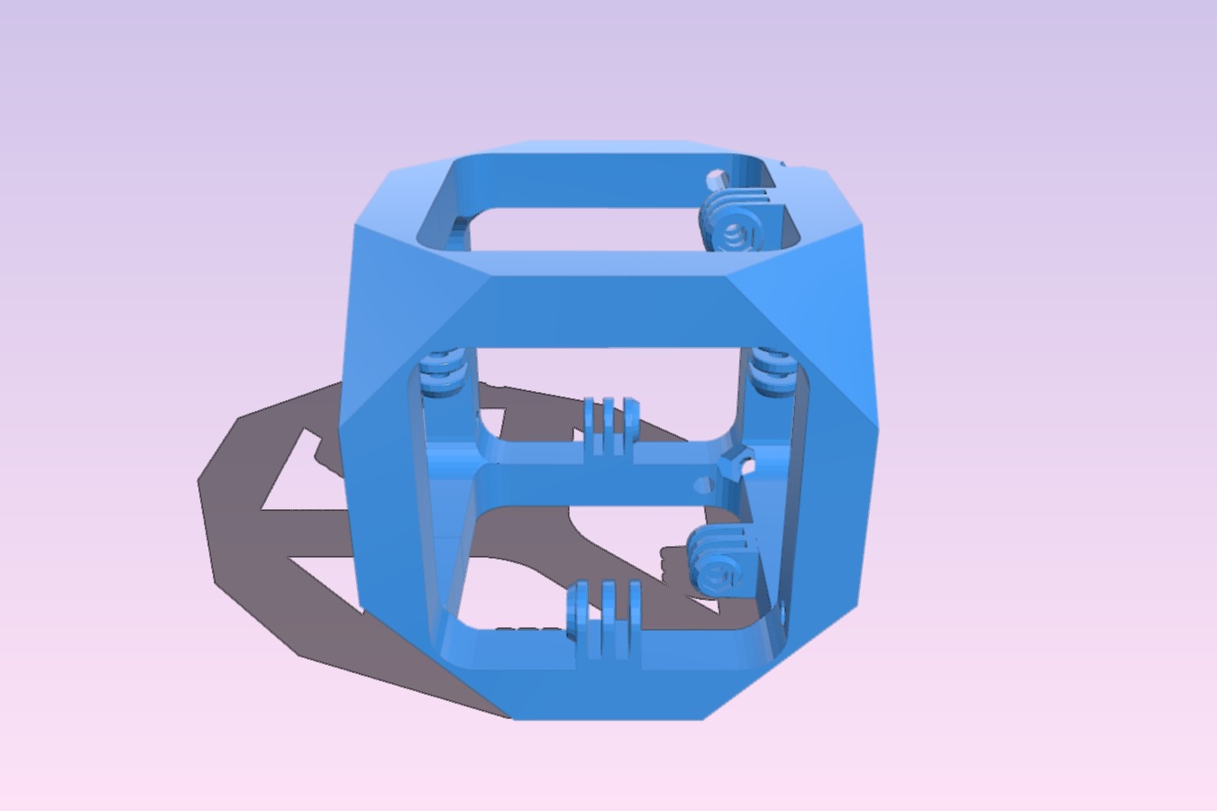 360 GoPro Rig with mounts oriented for easy printing