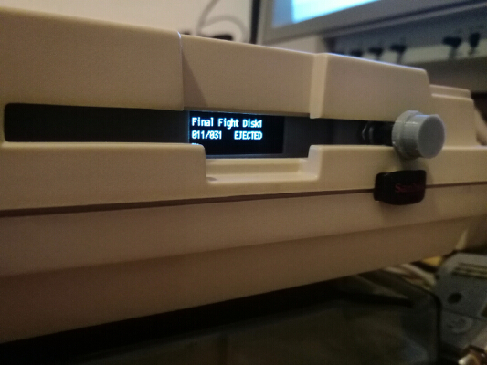 A500 Gotek Support (Central Oled , USB on Eject hole & Rotary Selector) | 3d print model