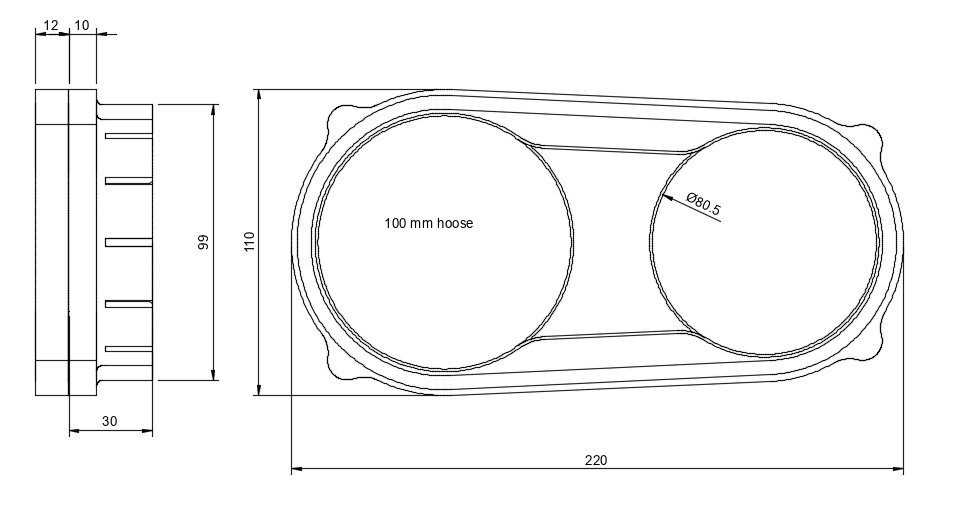 80mm spindle dust shoe with magnetic connection (100mm hoose).