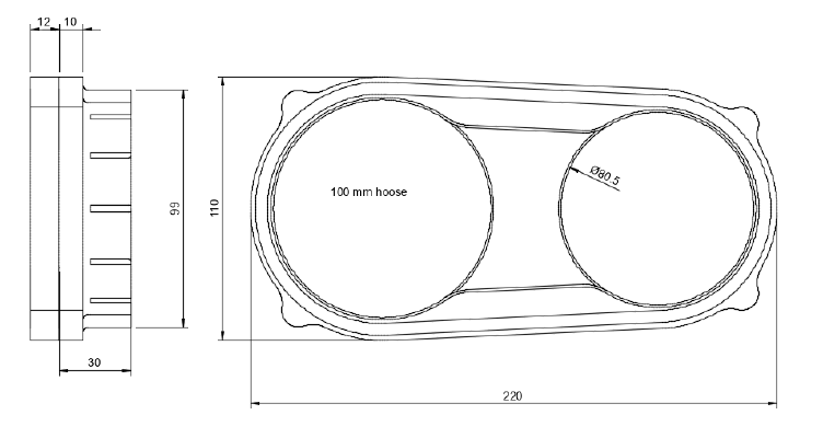 80mm spindle dust shoe with magnetic connection (100mm hoose). | 3d print model