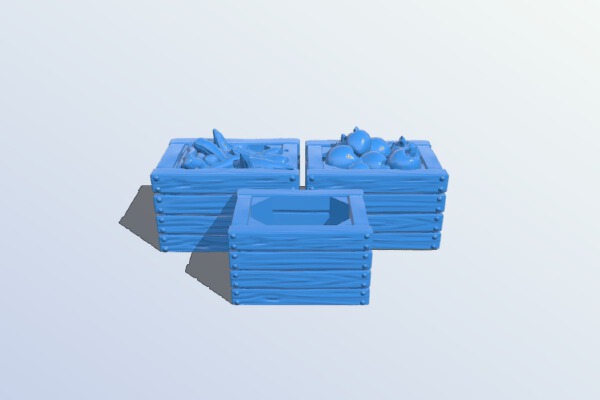 Wooden Crates with Fruit and Vegetables | 3d print model