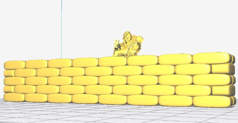 Warhammer 40K Sand Bag Wall 5.2m x 1.1m 1:55 | 3d print model