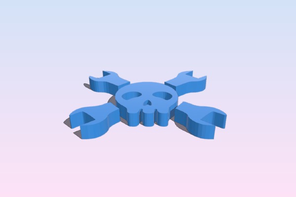Hack a Day Skull and Wrenches Logo | 3d print model
