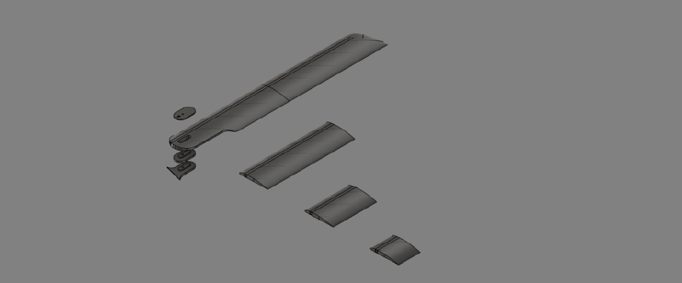 LW PLA Auto Gyro Rotor Blades, 60 mm Chord. | 3d print model