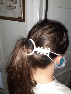 Face mask relief strap with pony tail hole, hope text and ribbons | 3d print model