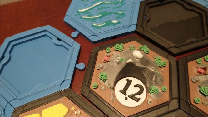 3d Catan Interlocking Base: NO Magnets, Hidden Tabs, Smooth Water Edges catan-style boardgame