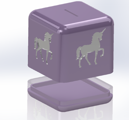 Money Box _ Savings Box _ Fairy + Unicorn | 3d print model