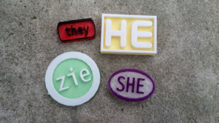 Pronoun Badges | 3d print model