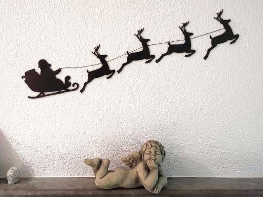 Wall deco Santa with Reindeer | 3d print model