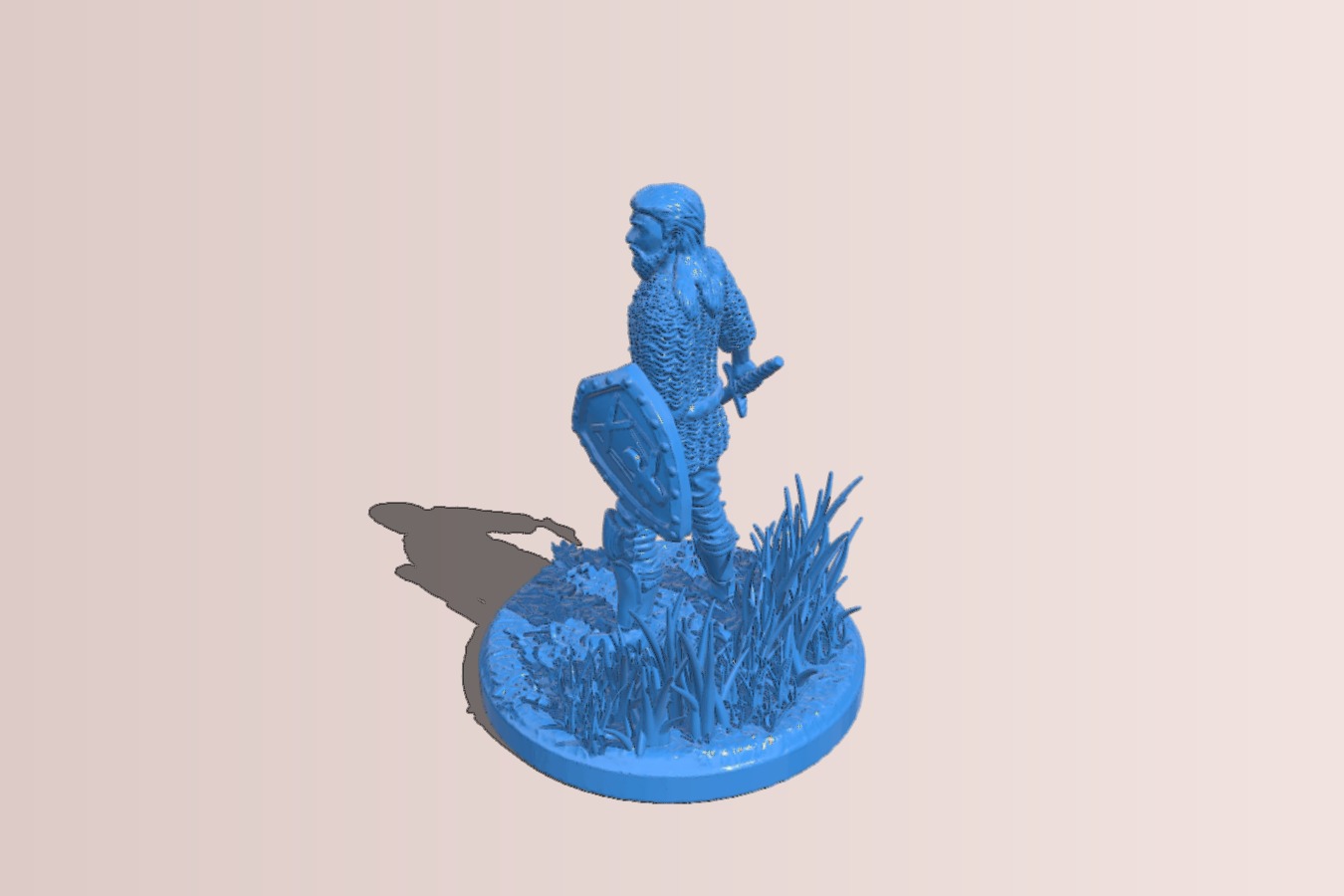Human warrior with scar, sword and shield