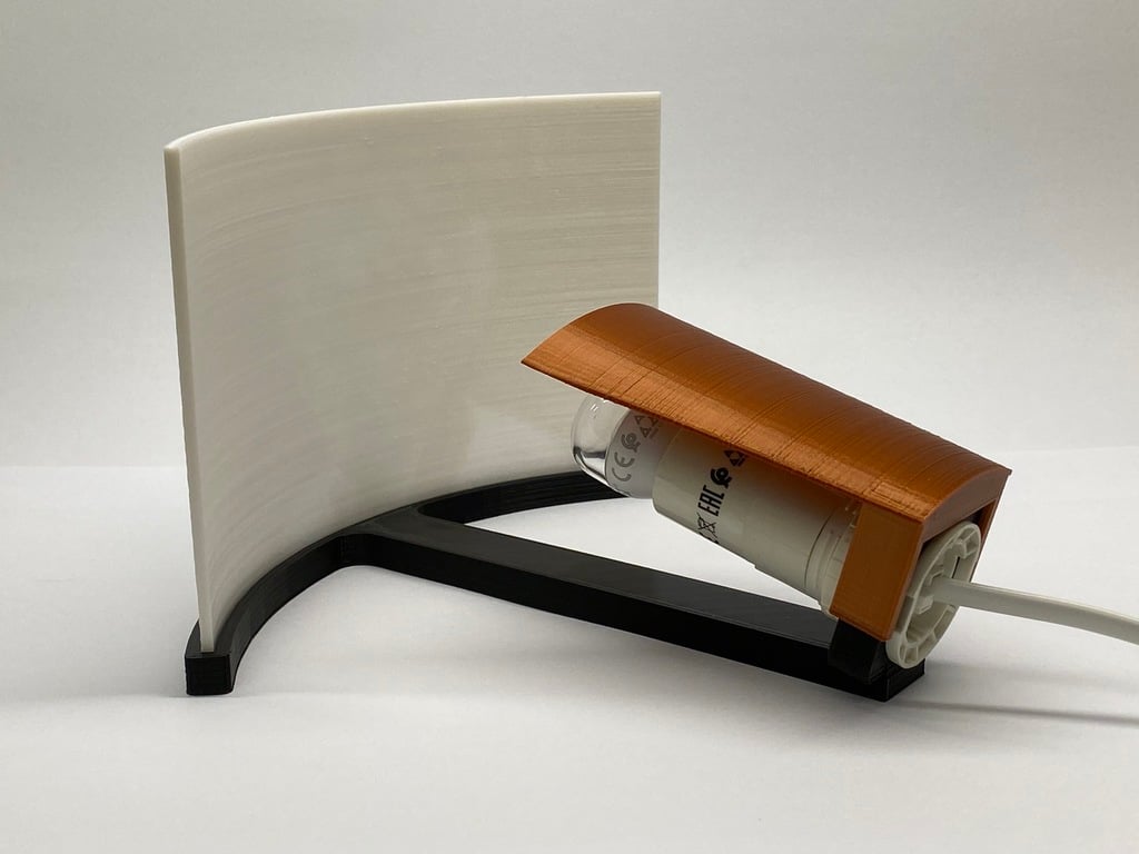 Curved Lithophane stand with reflector for 200mm image with ikea socket