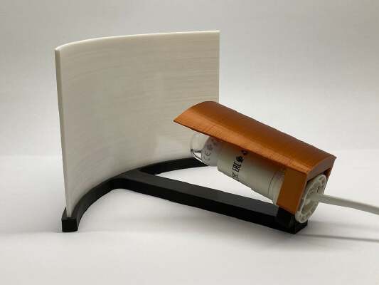 Curved Lithophane stand with reflector for 200mm image with ikea socket | 3d print model
