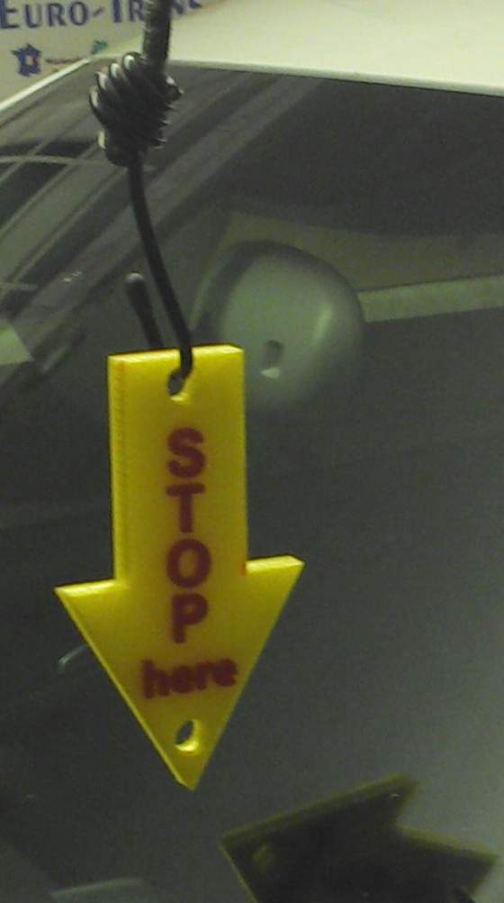 Arrow for hanging down in the garage for exact parking - Pfeil für die Garage als Parkmarkierung