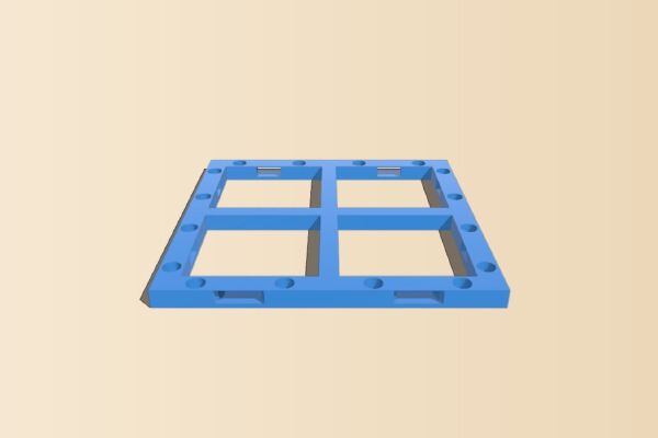 4x4 tile base OpenForge 2.0 plain OpenLOCK magnetic base with center supports | 3d print model