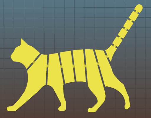 Flexi Cat with hidden links | 3d print model