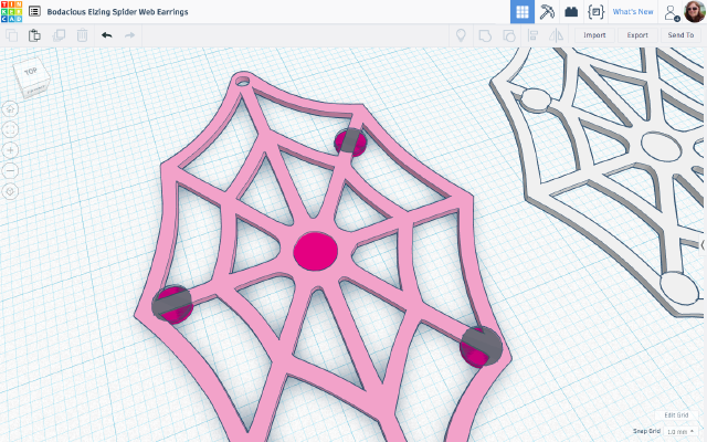 Rhinestone Spider Web Earrings | 3d print model