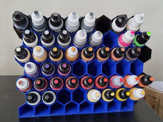 Hexagonal paint dropper bottle stackable rack | 3d print model