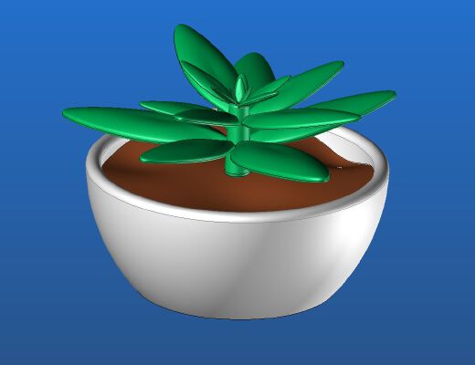Green Flower in Pot | 3d print model
