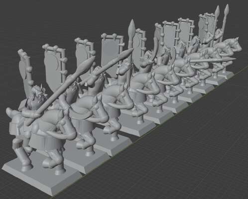 Samurai Cavalry Horsemen 10mm Wargaming Spear and Sword Katana Warmaster Horse Nippon | 3d print model