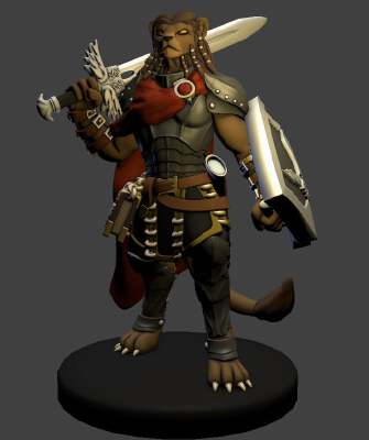 Lion Tabaxi Paladin Miniature | 3d print model