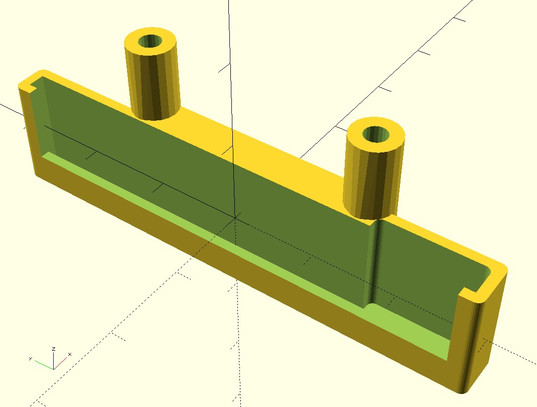 8-LED Neopixel Stripe holder (OpenScad), 2 mount versions, fully parametric