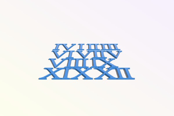 Roman Numerals 1-12 | 3d print model