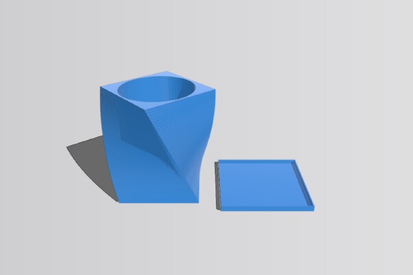 Twisted square vase with base | 3d print model