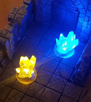 LED Base with Crystals, Mushrooms and more - 28mm tabletop gaming terrain | 3d print model