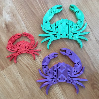 Flexi Crab (Now with Moveable Claws!) | 3d print model