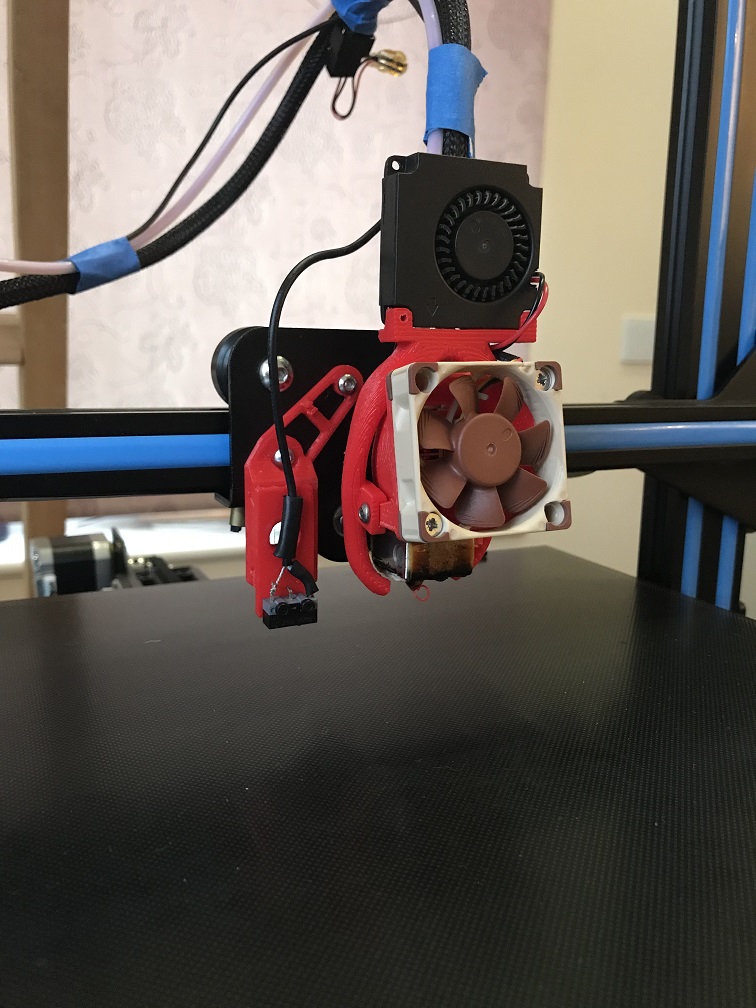 CR-10 custom hotend cooling and microswitch bed leveling probe