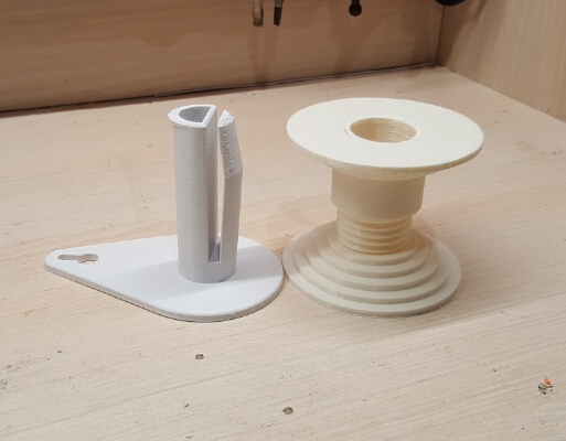 26mm fillament spool spindle adapter & friction hanger | 3d print model