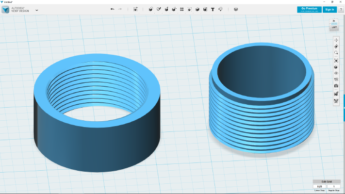 BSP 1.5 inch internal and external; thread | 3d print model