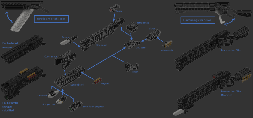 30 Minute Missions - Unofficial weapon set - Break- & Lever-action Weapons | 3d print model