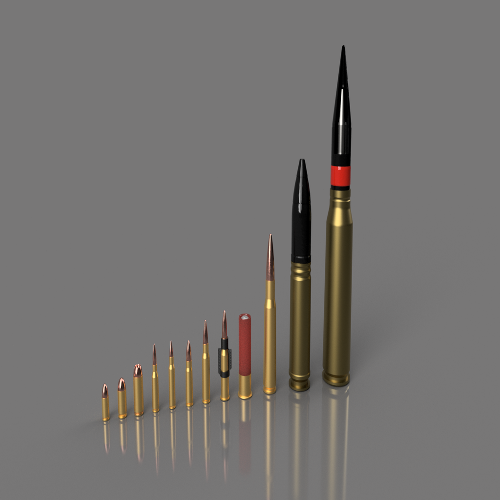 Different bullets_ shells - 9mm to 30mm