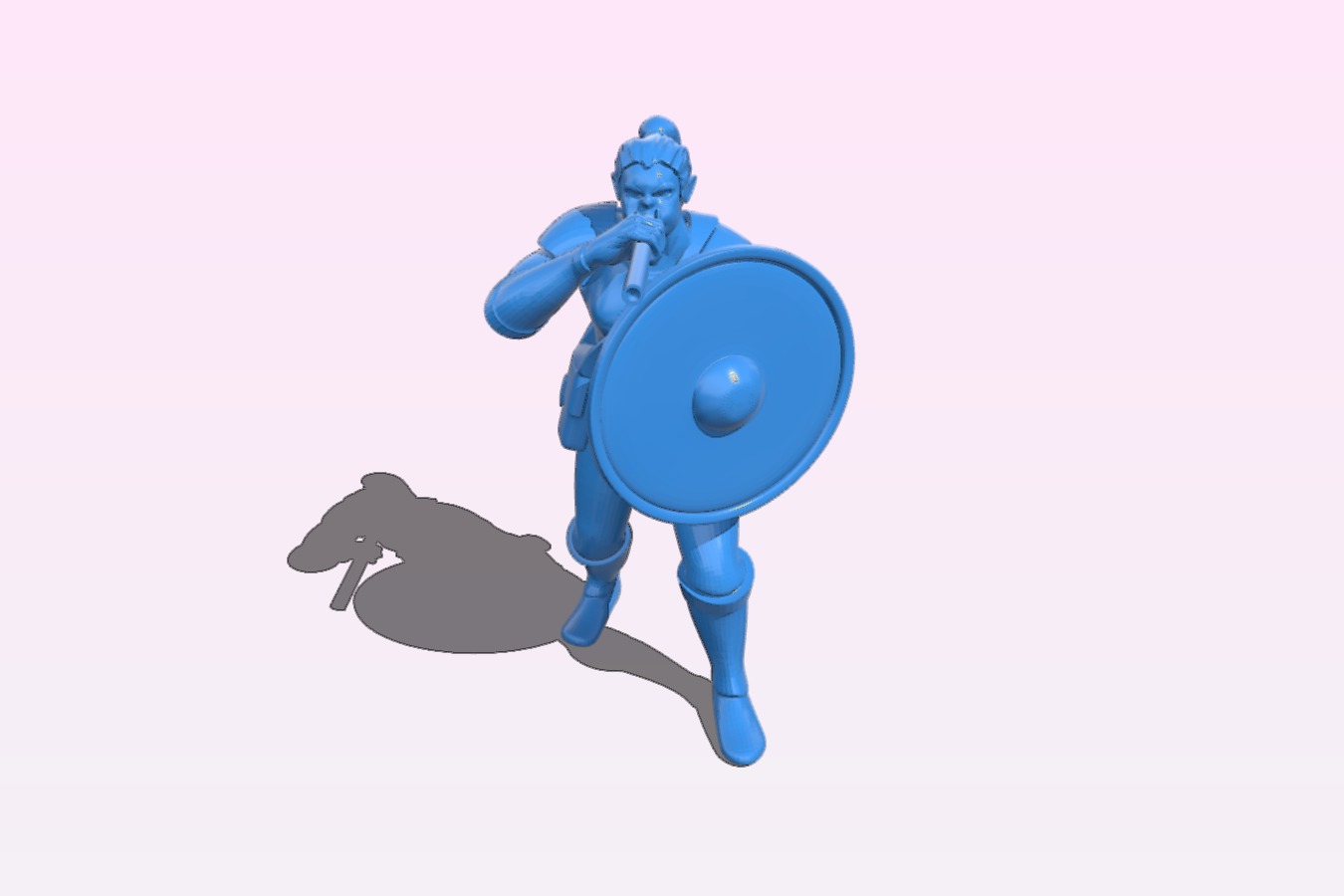 Half Orc Female with Gong and Blowgun Bard