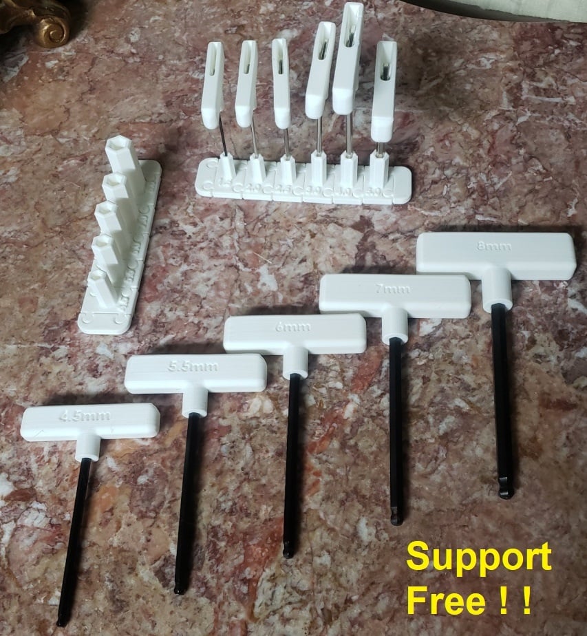 Hexagon(hex key) handle "snap-lock" wedge design Allen Wrench with modular holders, complete set 1.3mm through 10.0mm