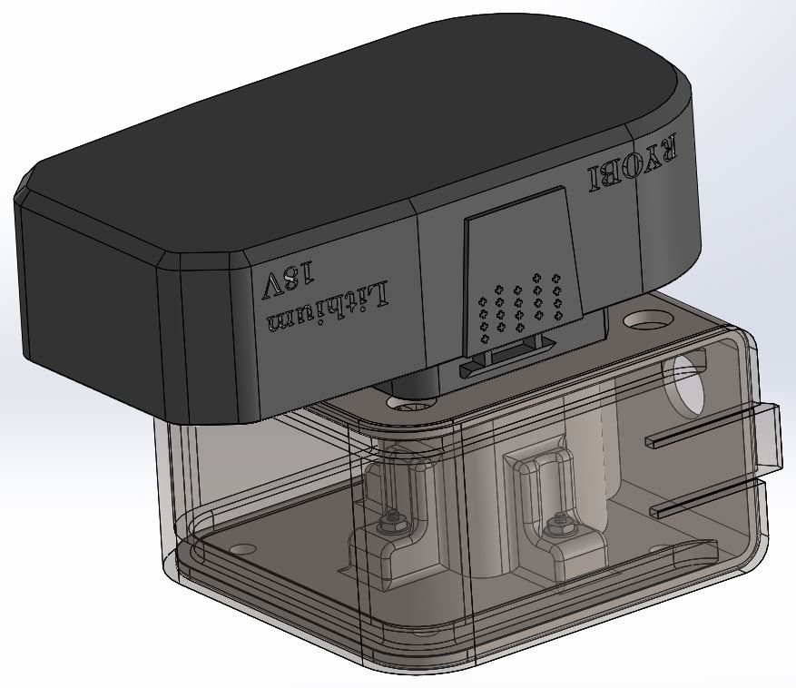 Ryobi, 18v +, Battery mount with contacts, 1 Battery