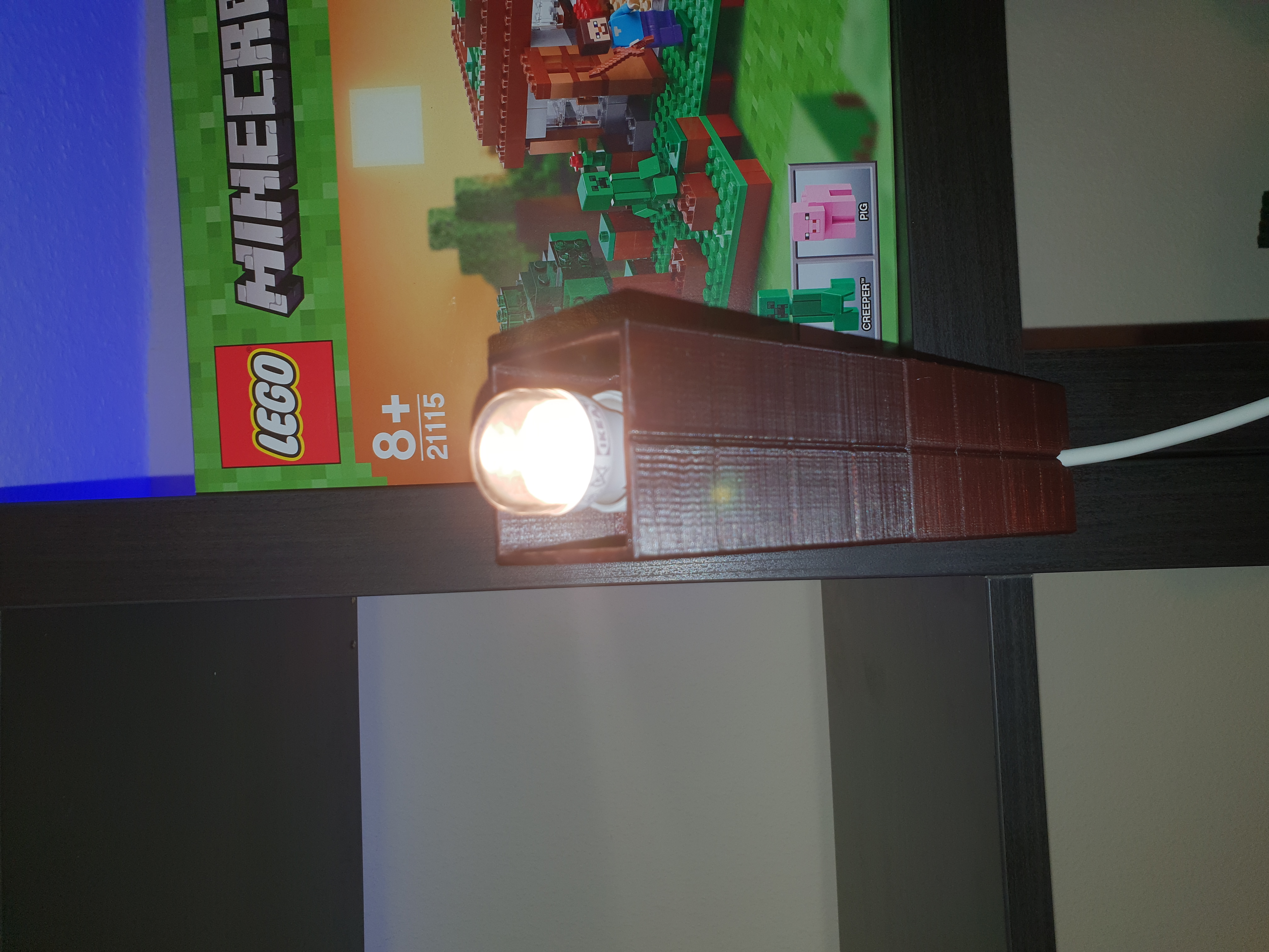  Minecraft Torch Nightlight Base with Cable outlet, a IKEA E14 bulb socket fits in