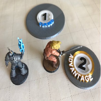 D&D Large (50mm) and Huge (75mm) Creature Base with Enemy Marker | 3d print model