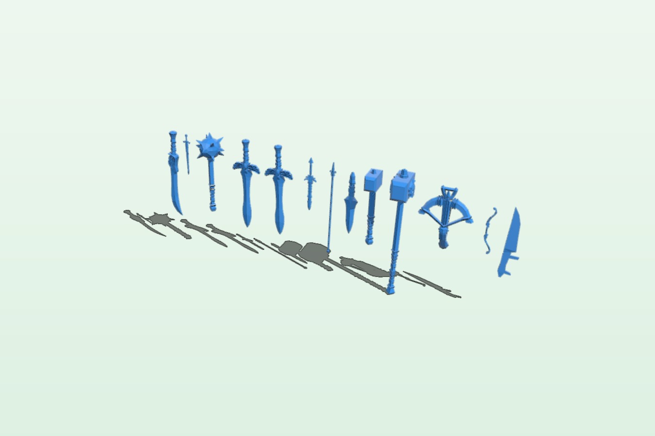 various unscaled medieval weapons - gubbins