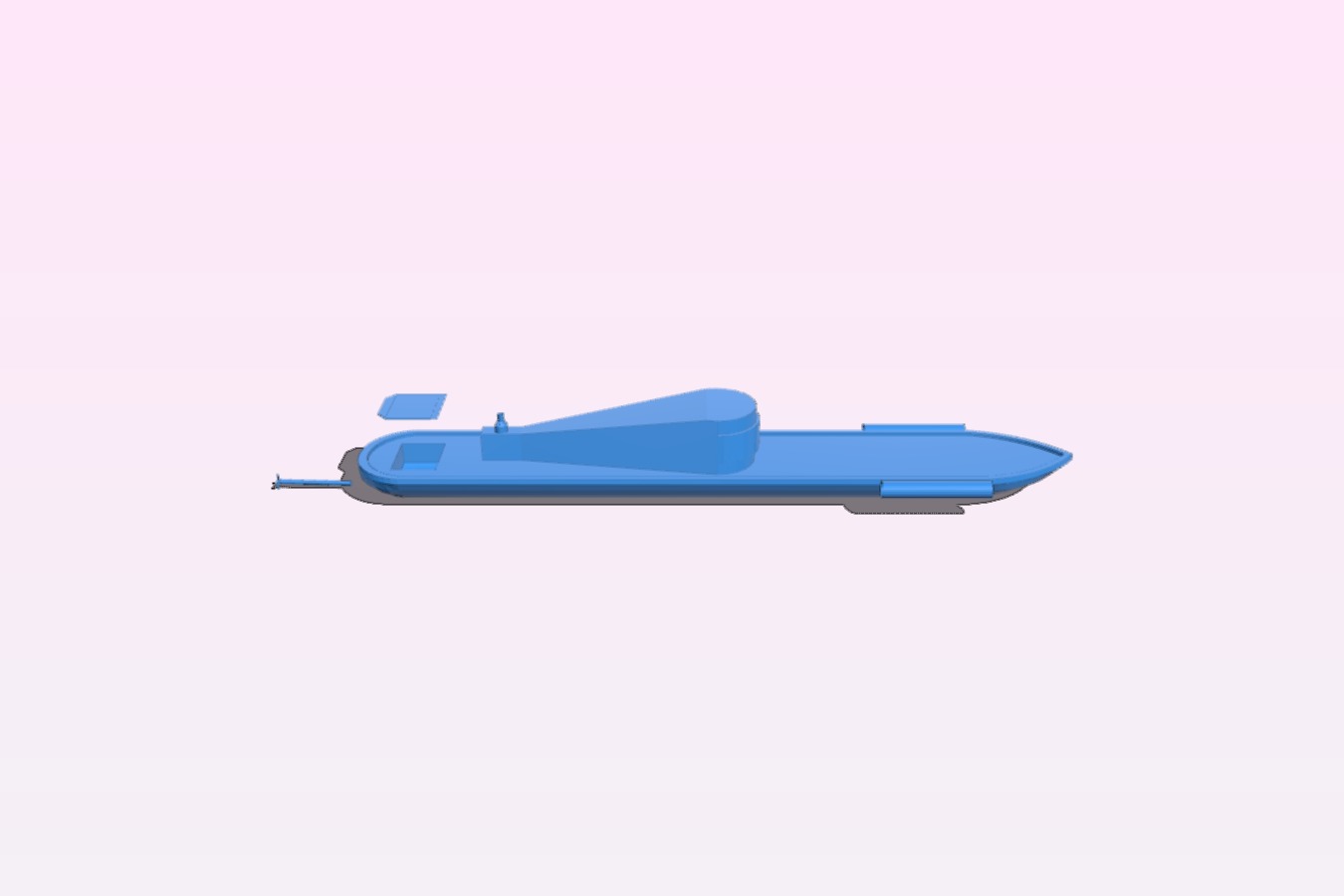 Torpedo Run Boat with Propeller and Space for a Motor
