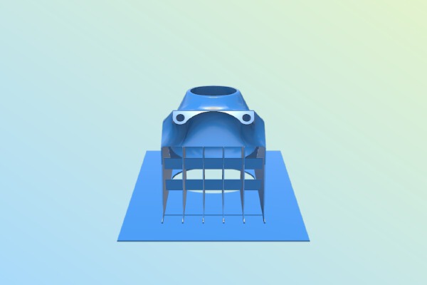 "Gunnozzle" 3D printer extrusion fan nozzle for V6 J-head type with square heat sink and 30mmfan (print cooler) such as Tevo Tarantula . design with built in scaffold | 3d print model