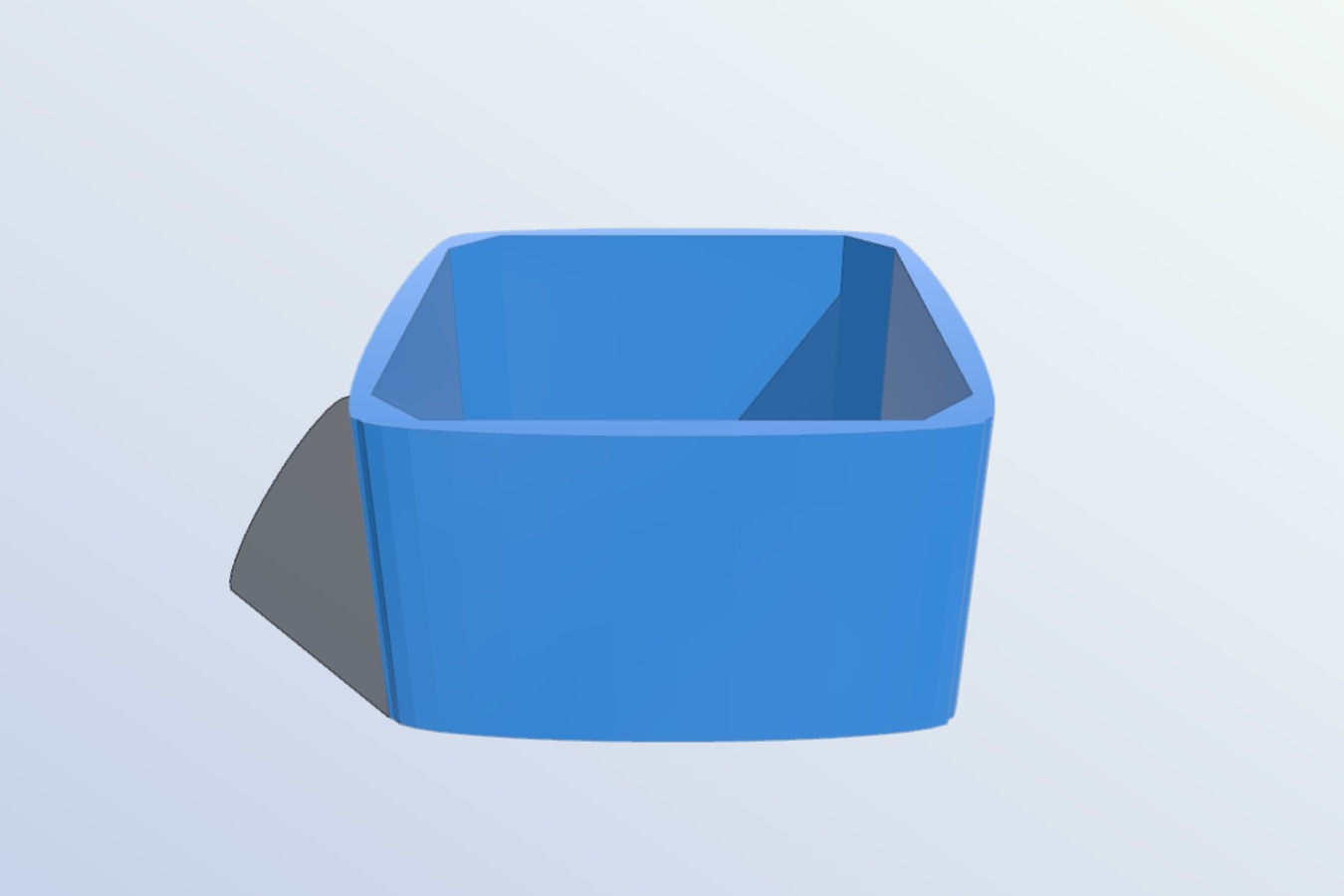 open top box, curved outside walls