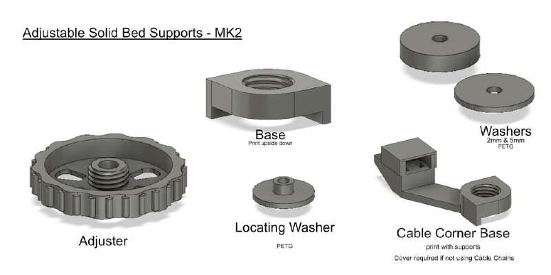 Ender 3 - Adjustable Solid Bed Supports | 3d print model